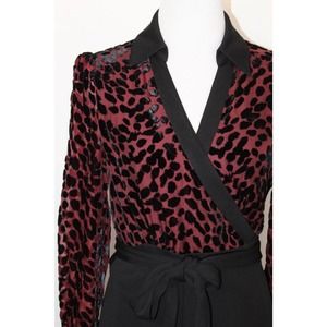 DIANE Von FURSTENBERG DVF Sz M Medium Wendy Wrap Dress Merlot Leopard